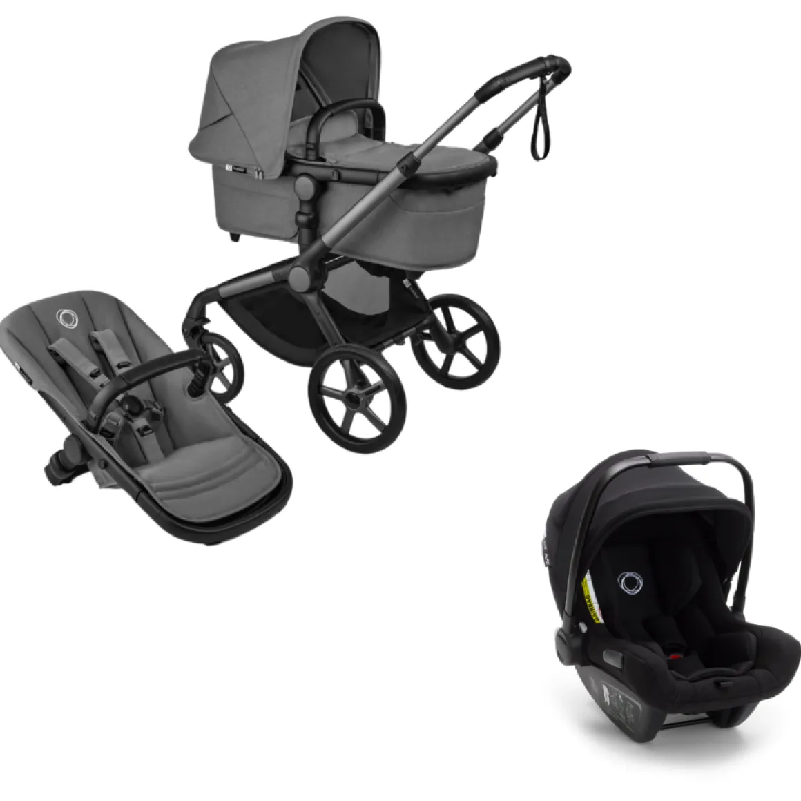 Bugaboo Kinderwagen 3 in 1 Fox 5 Renew Complete Graphite | Moon Grey + Bugaboo Autostoel Groep 0 Turtle Air by Nuna Black