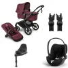 Bugaboo Kinderwagen 3 in 1 Fox 5 Renew Complete Black | Dark Cherry + Cybex Autostoel Groep 0 Cloud T I Size Sepia Black + Draaibare Base T Black + Autostoel adapters