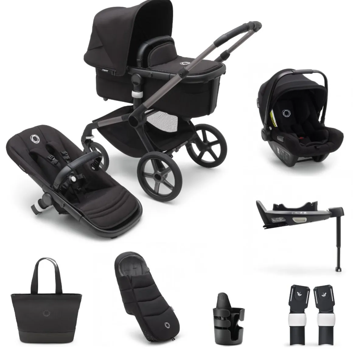 Bugaboo Kinderwagen 3 In 1 Fox 5 Compleet Graphite Midnight Black + Accessoires