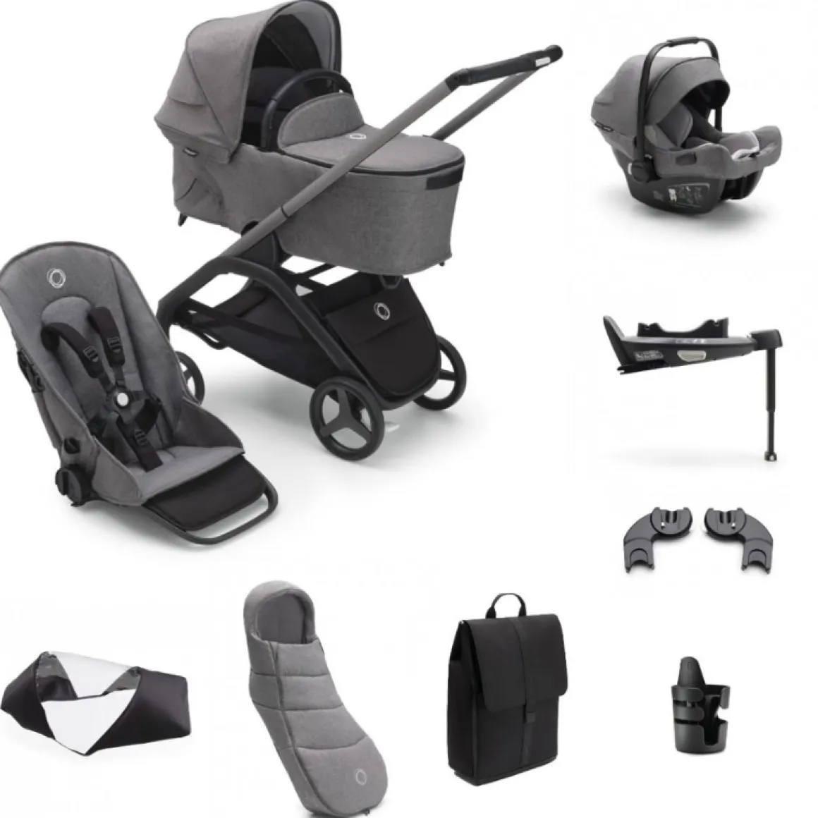 Bugaboo Kinderwagen 3 In 1 Dragonfly Graphite Grey Melange Inclusief Accessoires