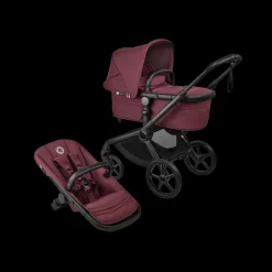 Bugaboo Kinderwagen 3 in 1 Fox 5 Renew Complete Black | Dark Cherry + Bugaboo Autostoel Groep 0 Turtle Air by Nuna Black