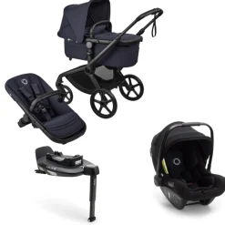 Bugaboo Kinderwagen 3 in 1 Fox 5 Renew Complete Black | Deep Indigo + Bugaboo Autostoel Groep 0 Turtle Air by Nuna Black + Draaibare Isofix Base 360