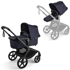 Bugaboo Kinderwagen 3 in 1 Fox 5 Renew Complete Black | Deep Indigo + Bugaboo Autostoel Groep 0 Turtle Air by Nuna Black + Draaibare Isofix Base 360
