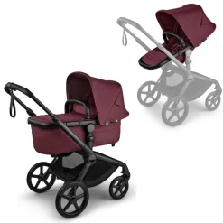 Bugaboo Kinderwagen 3 in 1 Fox 5 Renew Complete Black | Dark Cherry + Cybex Autostoel Groep 0 Cloud T I Size Sepia Black + Draaibare Base T Black