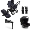 Bugaboo Kinderwagen 3 in 1 Fox 5 Renew Complete Black | Deep Indigo + Bugaboo Autostoel Groep 0 Turtle Air by Nuna Black + Draaibare Isofix Base 360 + Autostoel adapters