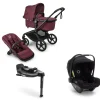 Bugaboo Kinderwagen 3 in 1 Fox 5 Renew Complete Black | Dark Cherry + Bugaboo Autostoel Groep 0 Turtle Air by Nuna Black + Draaibare Isofix Base 360