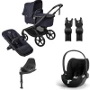Bugaboo Kinderwagen 3 in 1 Fox 5 Renew Complete Black | Deep Indigo + Cybex Autostoel Groep 0 Cloud T I Size Sepia Black + Draaibare Base T Black + Autostoel adapters