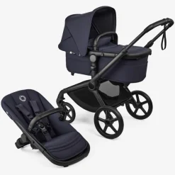Bugaboo Kinderwagen 3 in 1 Fox 5 Renew Complete Black | Deep Indigo + Cybex Autostoel Groep 0 Cloud T I Size Sepia Black + Draaibare Base T Black + Autostoel adapters