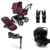Bugaboo Kinderwagen 3 in 1 Fox 5 Renew Complete Black | Dark Cherry + Bugaboo Autostoel Groep 0 Turtle Air by Nuna Black + Draaibare Isofix Base 360 + Autostoel adapters