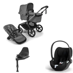 Bugaboo Kinderwagen 3 in 1 Fox 5 Renew Complete Graphite | Moon Grey + Cybex Autostoel Groep 0 Cloud T I Size Sepia Black + Draaibare Base T Black
