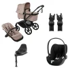 Bugaboo Kinderwagen 3 in 1 Fox 5 Renew Complete Black | Desert Taupe Melange + Cybex Autostoel Groep 0 Cloud T I Size Sepia Black + Draaibare Base T Black + Autostoel adapters