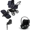 Bugaboo Kinderwagen 3 in 1 Fox 5 Renew Complete Black | Deep Indigo + Cybex Autostoel Groep 0 Cloud T I Size Sepia Black + Draaibare Base T Black