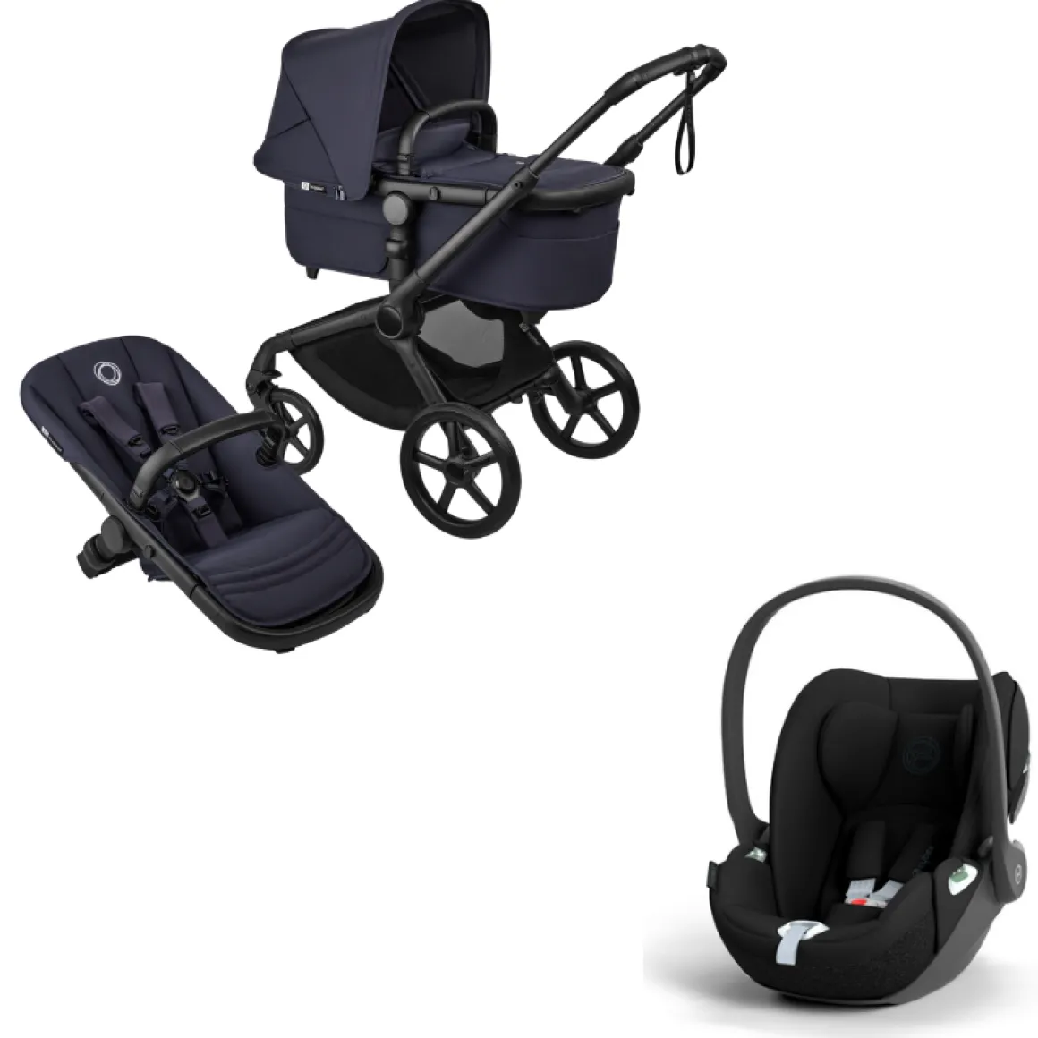 Bugaboo Kinderwagen 3 in 1 Fox 5 Renew Complete Black | Deep Indigo + Cybex Autostoel Groep 0 Cloud T I Size Sepia Black