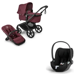 Bugaboo Kinderwagen 3 in 1 Fox 5 Renew Complete Black | Dark Cherry + Cybex Autostoel Groep 0 Cloud T I Size Sepia Black