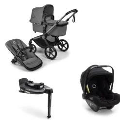 Bugaboo Kinderwagen 3 in 1 Fox 5 Renew Complete Graphite | Moon Grey + Bugaboo Autostoel Groep 0 Turtle Air by Nuna Black + Draaibare Isofix Base 360