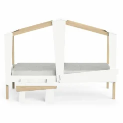 Cabane Tienerbed Mat Wit/Massief Den + Bedlade Mat Wit/Massief Den