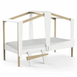 Cabane Tienerbed Mat Wit/Massief Den + Bedlade Mat Wit/Massief Den