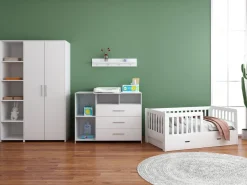 Cabino Peuterkamer Met Lade Joan Wit 3 Delig met Commode Jim en Lars Kledingkast