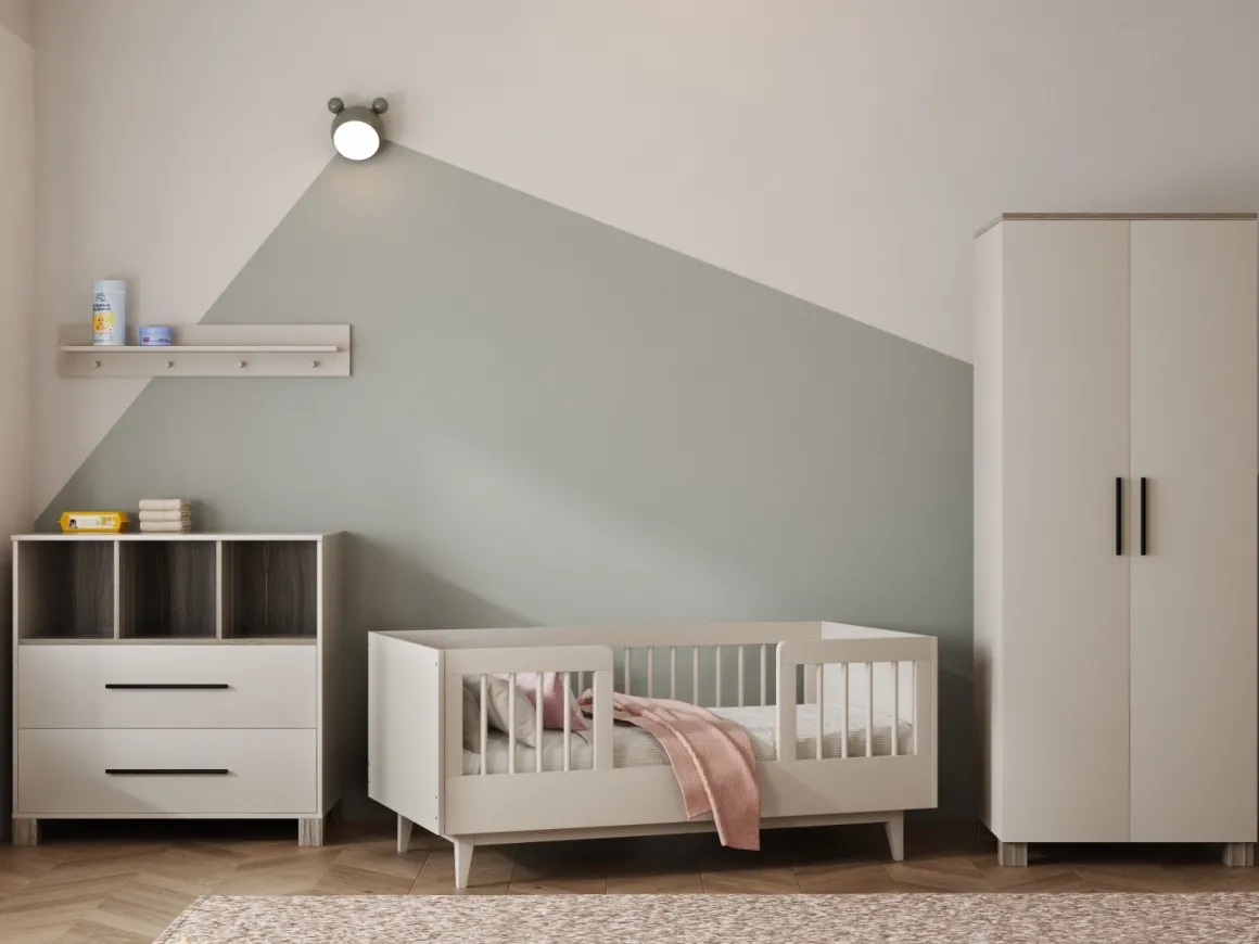 Cabino Peuterkamer Timo Clay 3 Delig met Commode Geneve en Kledingkast Geneve