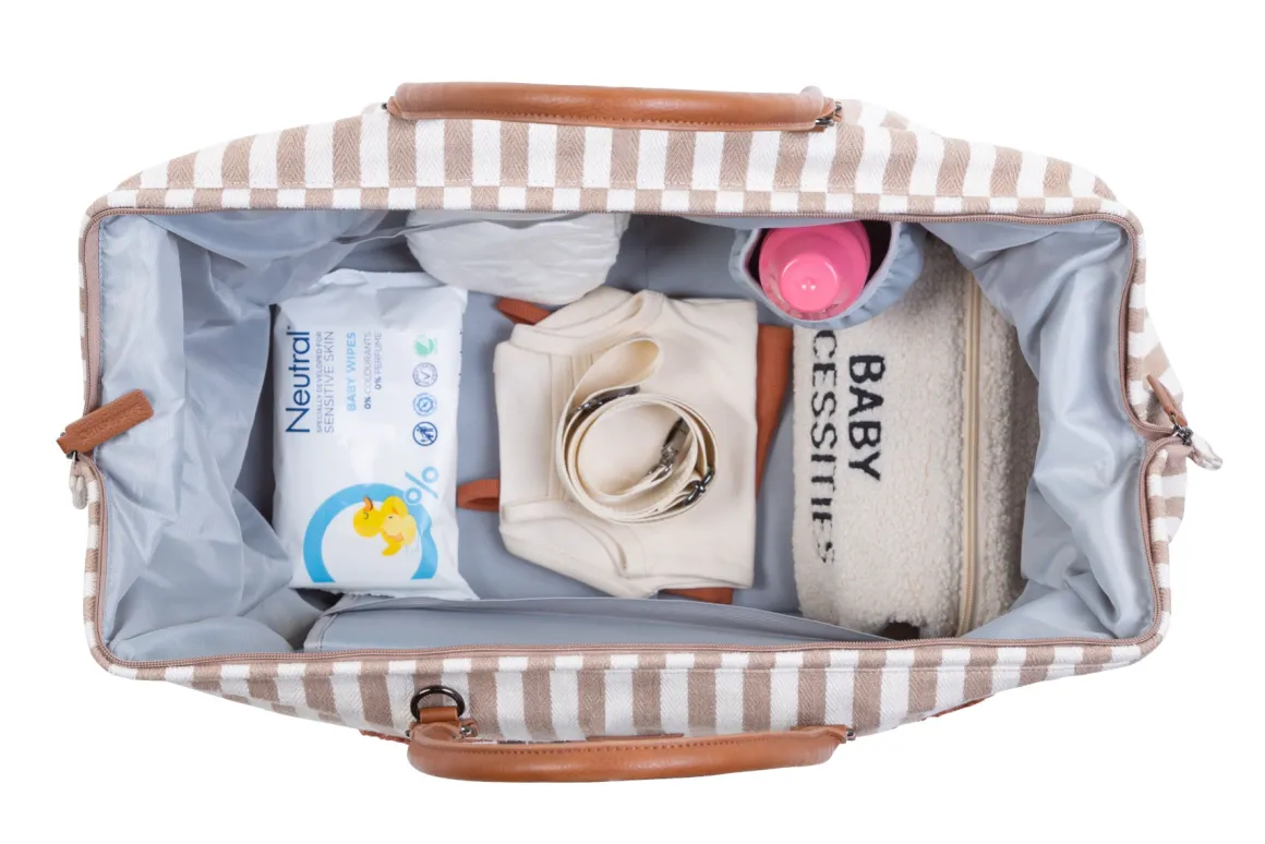 Childhome Mommy Bag Strepen - Nude/Terracotta