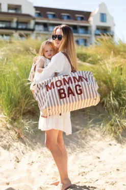 Childhome Mommy Bag Strepen - Nude/Terracotta