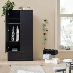 CK 2-Deurs Kledingkast met 2 laden incl. 4 grepen **BLACK EDITION**