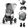 Cybex Kinderwagen Talos S Lux Silver Lava Grey Mid Grey Met Cybex Autostoel Aton S2