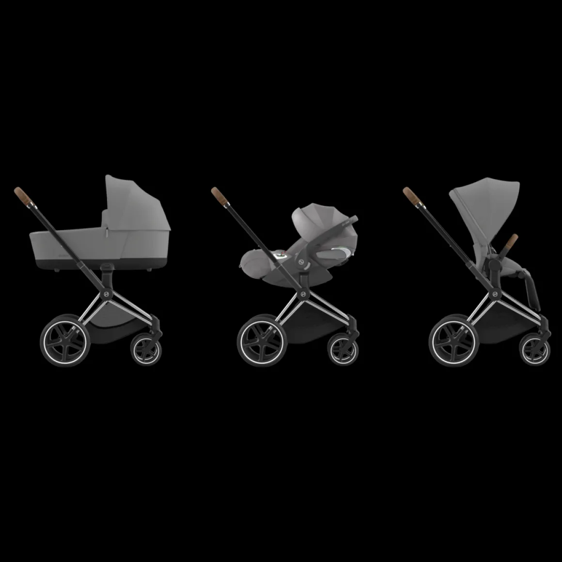 Cybex Priam Kinderwagen 3 In 1 Mirage Grey Dark Grey Kies Kleur Frame Met Cybex Autostoel Cloud T