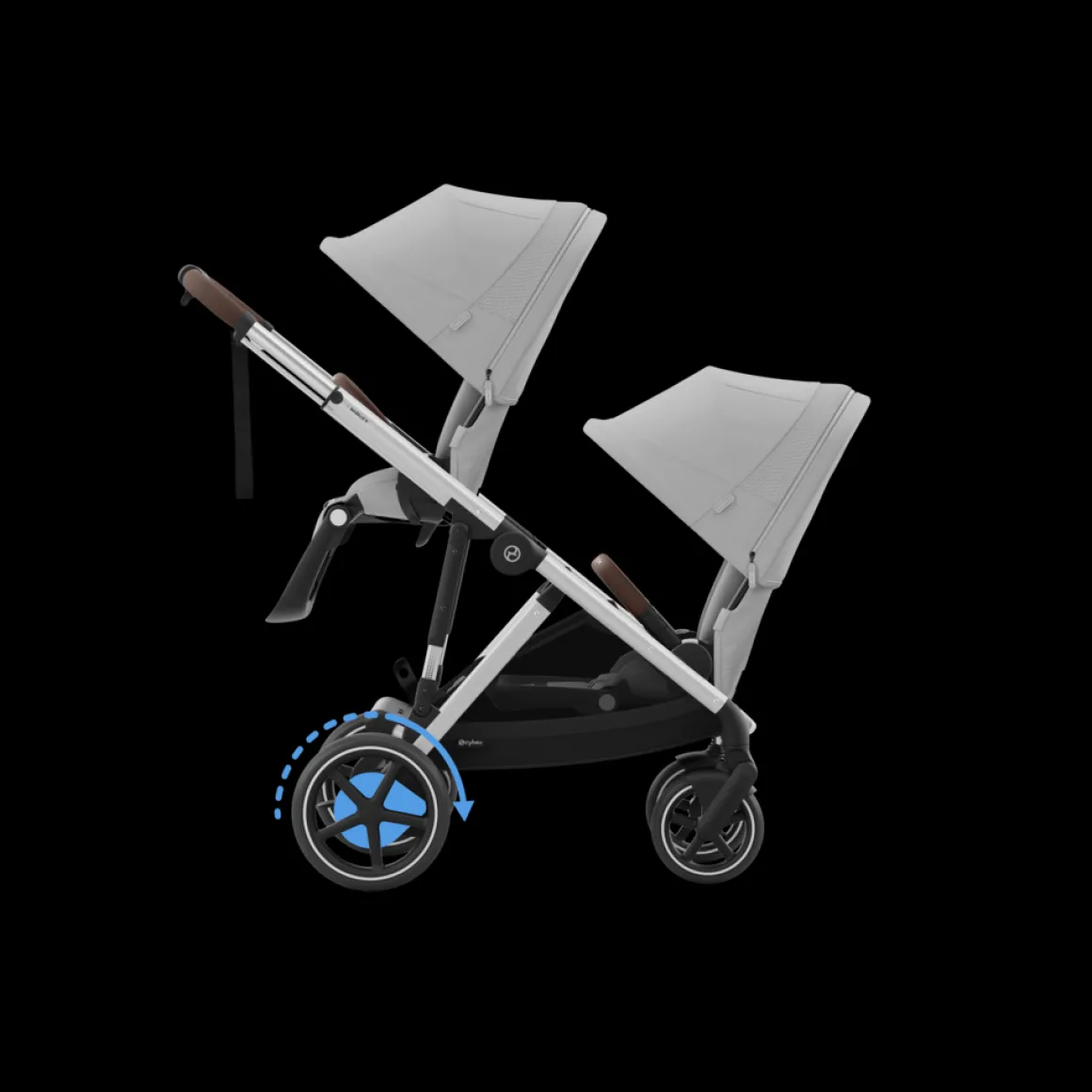 Cybex Tweeling Kinderwagen e-Gazelle S Silver Stone Grey Mid Grey