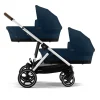 Cybex Tweeling Kinderwagen Gazelle S Silver Ocean Blue Navy Blue