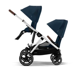 Cybex Tweeling Kinderwagen Gazelle S Silver Ocean Blue Navy Blue