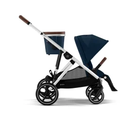 Cybex Tweeling Kinderwagen Gazelle S Silver Ocean Blue Navy Blue