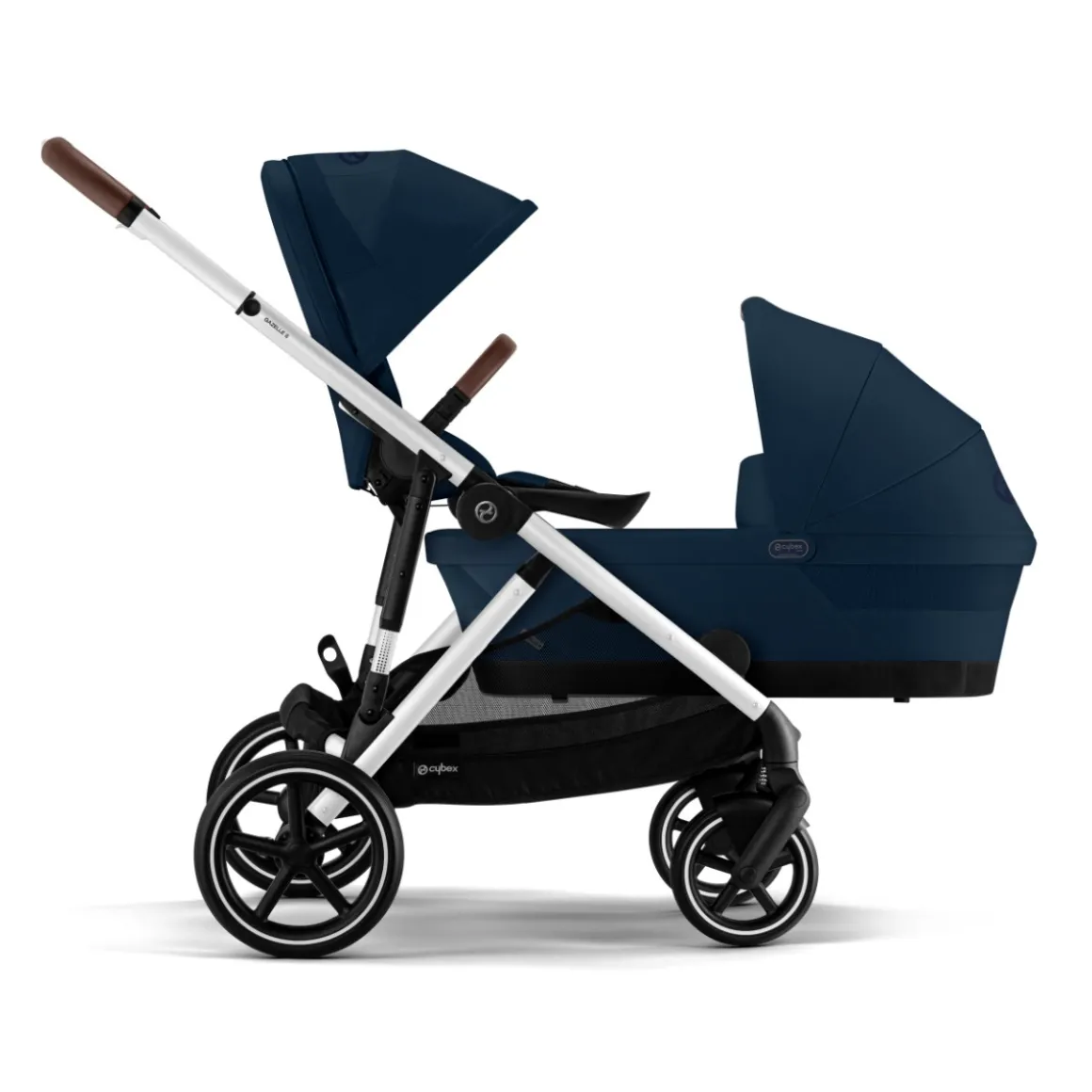 Cybex Tweeling Kinderwagen Gazelle S Silver Ocean Blue Navy Blue