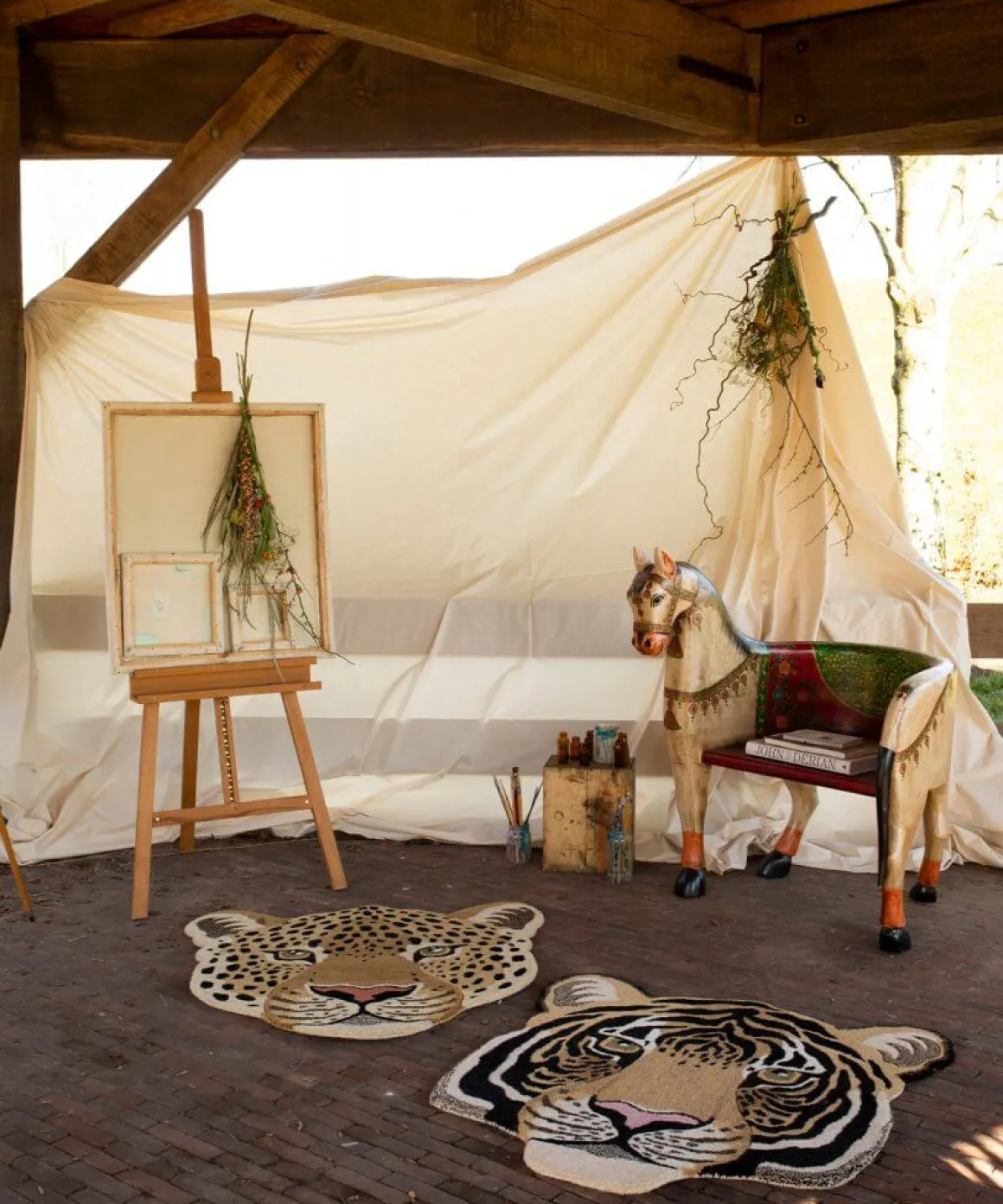 Doing Goods Rajah Tiger Dierenkop Vloerkleed Large Sand