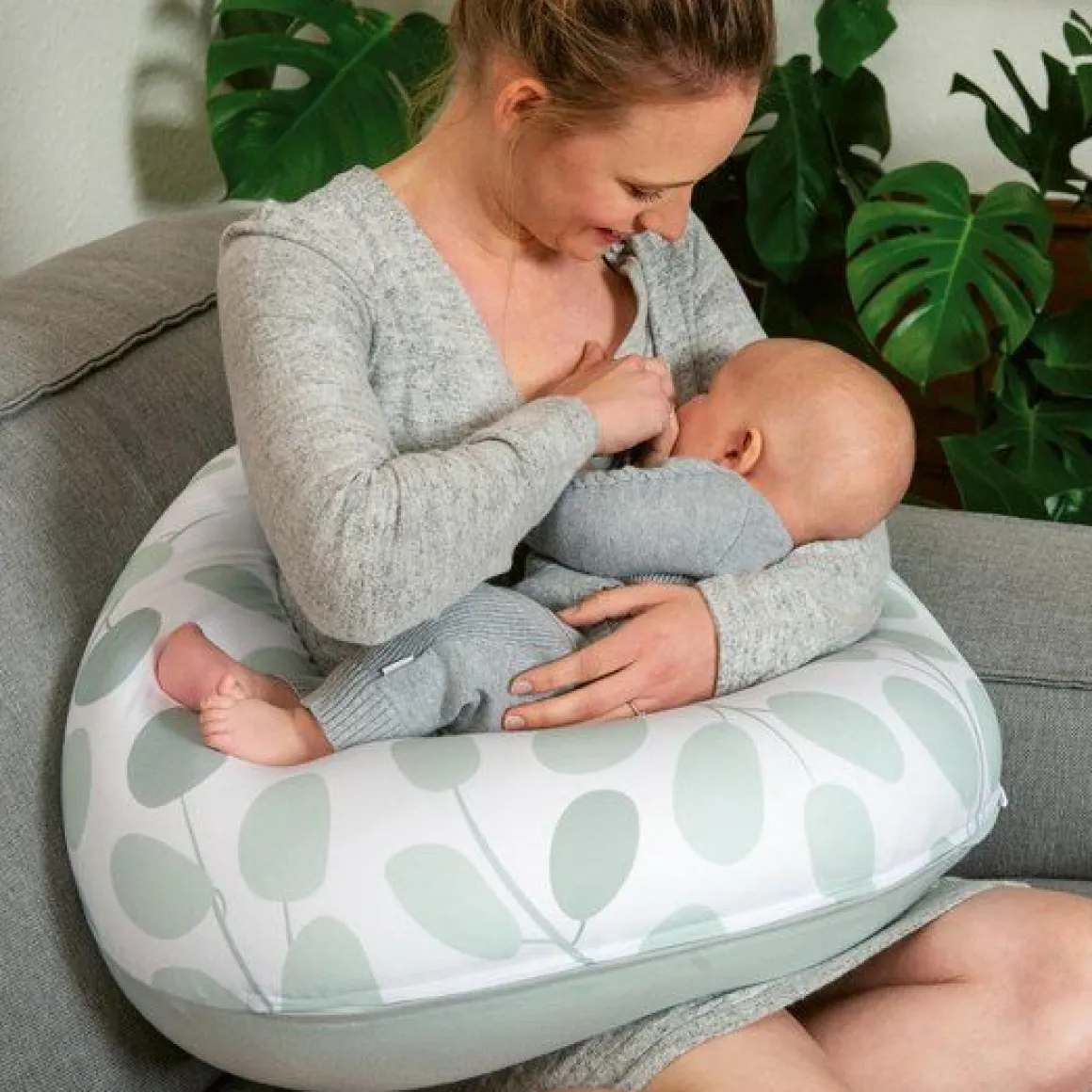 Doomoo Hoes voor Buddy Voedingskussen Leaves Aqua Green