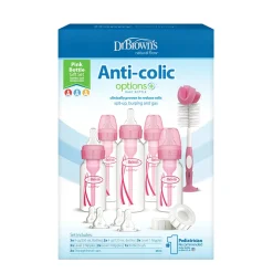 Dr. Brown’s Options+ Anti-colic Bottle Giftset Standaard Halsfles Roze