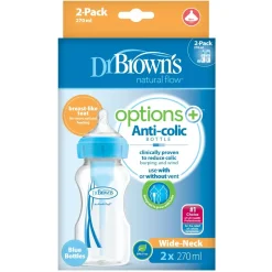Dr. Brown's Options Brede Halsfles Duo-pack Blauw 270 ml