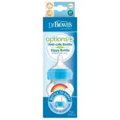 Dr. Brown's Starter Kit Options Brede Fles Sippy Blauw 270 ml