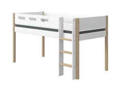 Flexa Nor Halfhoogslaper Rechte Ladder + Speelgordijn Transport 90 x 200 cm