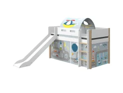 Flexa Nor Halfhoogslaper Rechte Ladder + Glijbaan + Speelgordijn + Speeltent Transport 90 x 200 cm