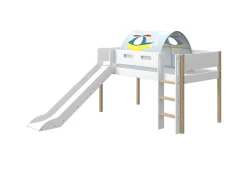 Flexa Nor Halfhoogslaper Rechte Ladder + Glijbaan + Speeltent Transport 90 x 200 cm