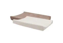 Jollein Aankleedkussenhoes Badstof 50x70cm Milky Coffee/Ivory - 2 Stuks