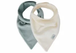 Jollein Bandana Slabbetjes Velvet Rib Sea Green Ivory 2 Stuks