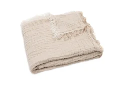 Jollein Deken Ledikant 120x120cm Fringe Stripe Biscuit/Ivory GOTS