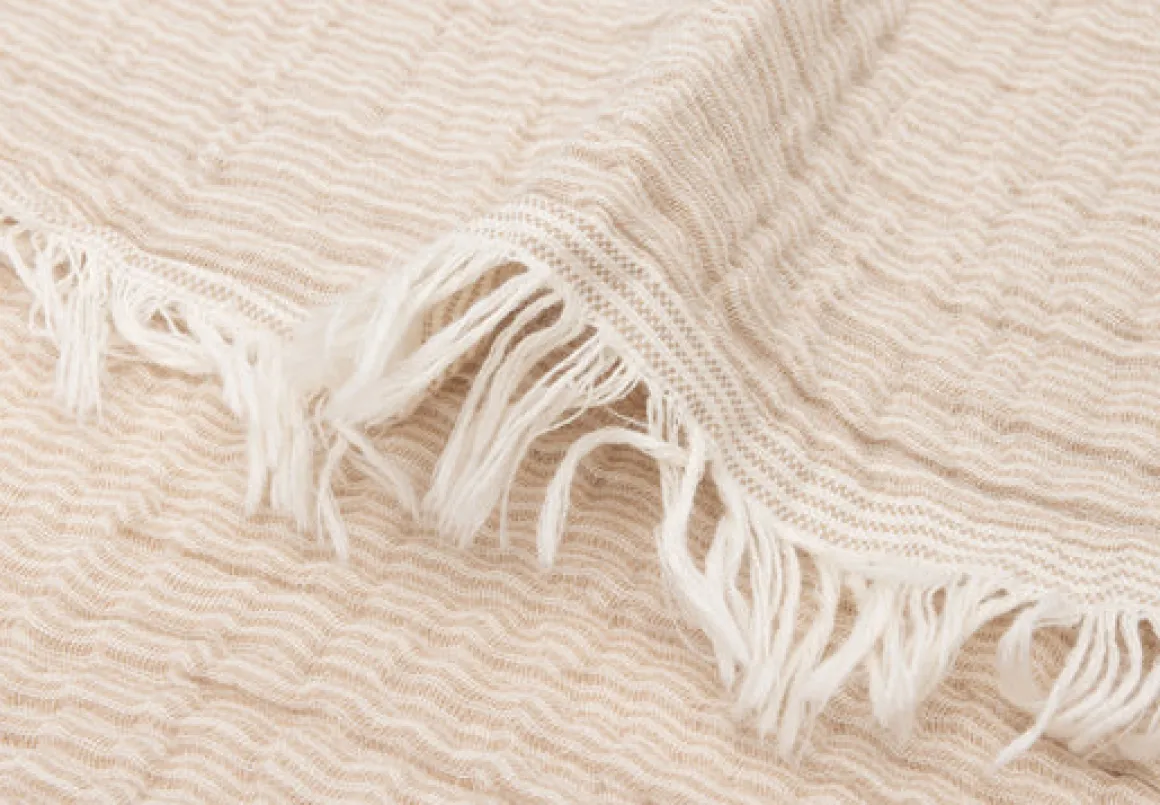 Jollein Deken Ledikant 120x120cm Fringe Stripe Biscuit/Ivory GOTS