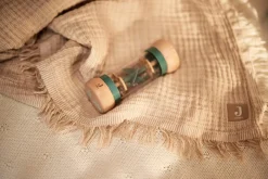 Jollein Deken Ledikant 120x120cm Fringe Stripe Biscuit/Ivory GOTS