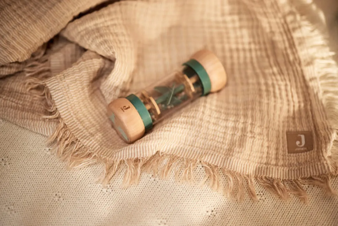 Jollein Deken Ledikant 120x120cm Fringe Stripe Biscuit/Ivory GOTS