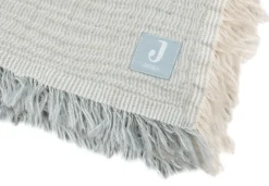 Jollein Deken Wieg 75x100cm Fringe Stripe Sea Green/Ivory GOTS