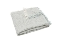 Jollein Deken Wieg 75x100cm Fringe Stripe Sea Green/Ivory GOTS