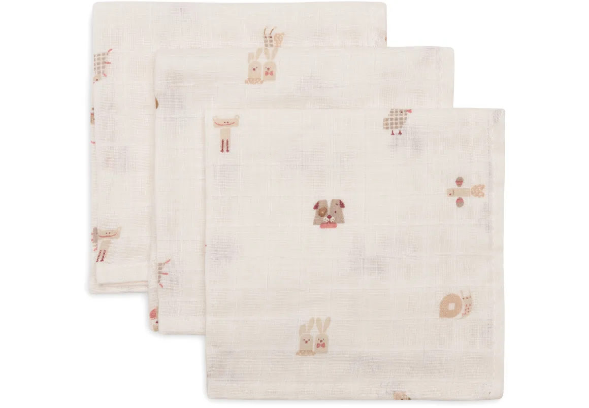 Jollein Hydrofiel Monddoekje 31x31cm Animal Friends - 3 Stuks